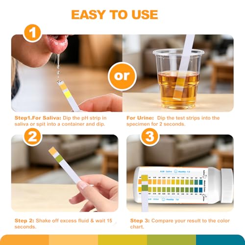 pH Test Strips 200 Count (100×2 Bottles) – Upgraded Dual-Track 14-Color pH Strips for Urine and Saliva（4.5-9.0） Quick & Accurate Test Alkaline & Acid Levels in The Body with Color Chart on Bottle
