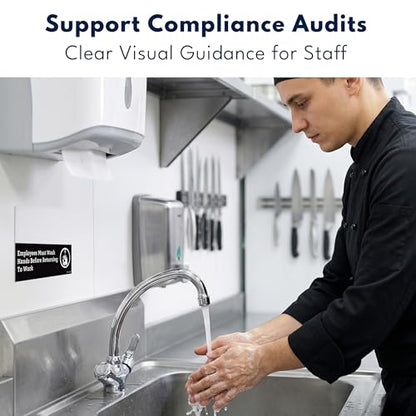 Wash Rinse Sanitize Sink Labels (12 Labels) - 3 Compartment Sink Labels | 2 Sets, 7.3 x 2.5 in - Wash Rinse Sanitize Stickers - Hand Washing Signs - Restaurants, Food Trucks & Commercial Kitchens - size: 7.3 x 2.5 inches