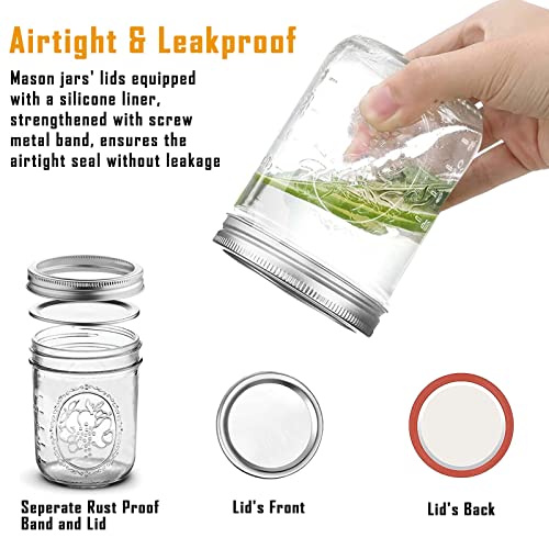 Miuyhji Wide Mouth Mason Jars 16 oz with Lids [6 Pack], Canning Jars with Metal Airtight Lids and Bands, 16 oz Glass Jars for Fermenting, Pickling, Freezing, Preserving, Meal Prep, Jar Décor - size: 16 oz-6Pcs (Clear)