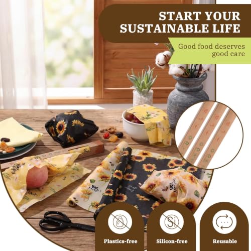 3 Rolls Reusable Beeswax Wraps for Food 13 x 40 Inches Bees Wax Wraps Reusable Food Storage Wrap Beeswax Paper Roll for Bread Sandwich Cheese Fruit Snacks(Bee) - style: Bee