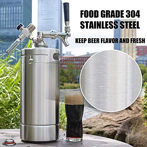 Gancowise 128OZ Mini Keg Growler, Pressurized Home Dispenser System with Self-Closing Design Faucet Keeps Carbonation and Fresh for Homebrew, Craft and Draft Beer - size: 128oz