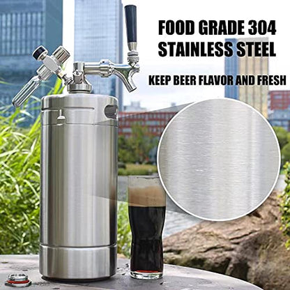 Gancowise 128OZ Mini Keg Growler, Pressurized Home Dispenser System with Self-Closing Design Faucet Keeps Carbonation and Fresh for Homebrew, Craft and Draft Beer - size: 128oz