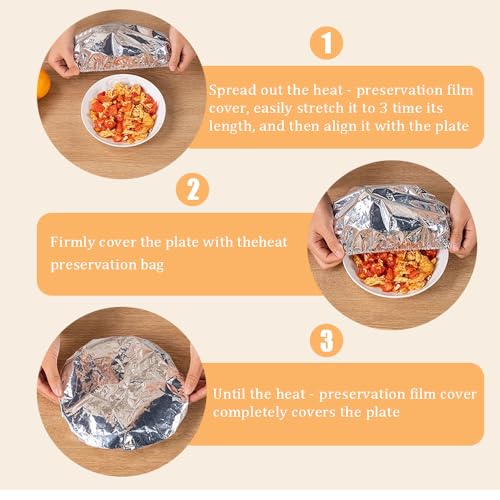 Ouliget Repeatable Film Insulation Cover,Aluminium Foil Elastic Food Bowl Storage Covers,Food Fresh Keeping Bags for Sandwich Wraps Burritos BBQ Cooking Storing Food,10 Pieces