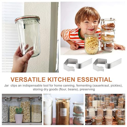 24 Pcs Stainless Steel Jar Clips/Clamps for Weck Jars, Airtight Food Preservation Clamps for Mason/Weck Canning Jars with Glass Lids, Rust-Proof & Reusable Kitchen Canning Supplies