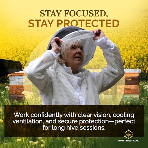 Bee Keeper Hat with Round Hood, Ventilated Beekeeping Veil, Bee Protective Gear for Men & Women, Comfortable Mesh for Beekeeping, Beekeeping Supplies - S/M/L - size: S/M/L
