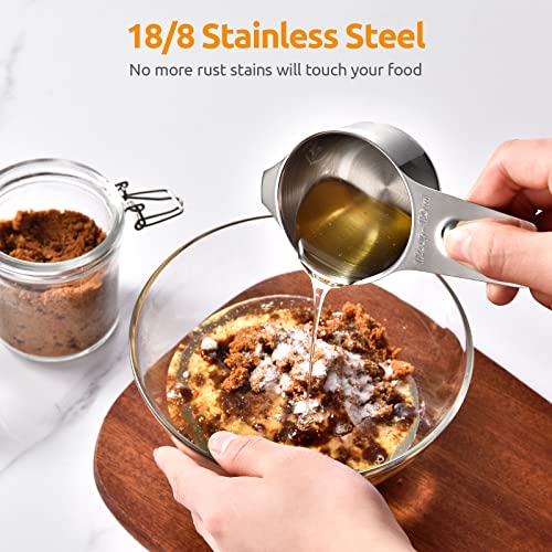 Measuring Cups: U-Taste 18/8 Stainless Steel Measuring Cups Set of 7-Piece: 1/8 Cup, 1/4 Cup, 1/3 Cup, 1/2 Cup, 2/3 Cup, 3/4 Cup, 1 Cup Dry and Liquid Ingredients - size: (02) Cup Set of 7