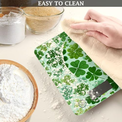 Food Scale Kitchen Scale Food Weight Scales Digital Weight Grams and Ounces Small Electronic Food Scale for Baking Cooking Green Nature St Patrick Clovers - color: Green Nature St Patrick Clovers