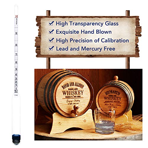 Circrane 0-200 Proof & Tralle Alcohol Hydrometer with Glass Test Jar Kit, Accurate Tester & Glass Cylinder for Liquor, Distilling Moonshine Alcoholmeter Set - style: 0-200 Brewing Kit
