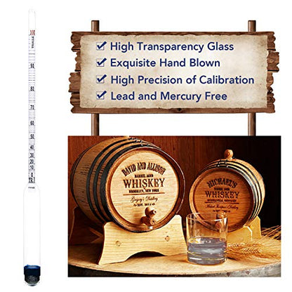 Circrane 0-200 Proof & Tralle Alcohol Hydrometer with Glass Test Jar Kit, Accurate Tester & Glass Cylinder for Liquor, Distilling Moonshine Alcoholmeter Set - style: 0-200 Brewing Kit