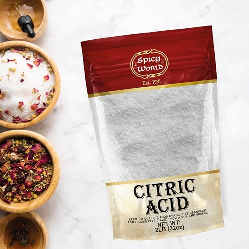 Citric Acid 2 LB Bag - 100% Pure, Food Grade & Non-GMO - Citric Acid Powder For Cleaning, Bath Bombs, Preserving - Fine Granular by Spicy World - size: 2 Pound (Pack of 1)
