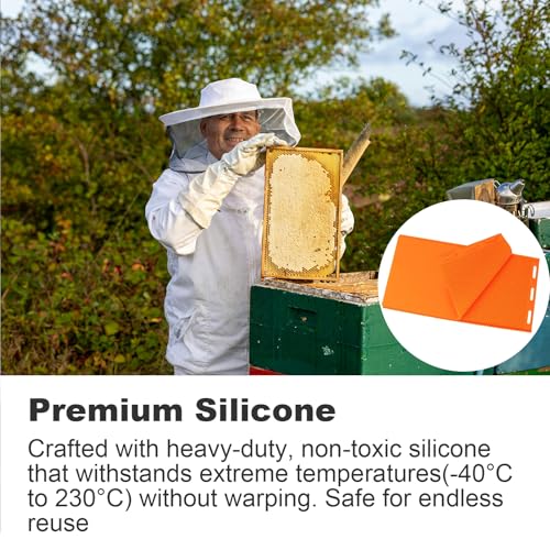 Beeswax Press Sheet Mold with Honey Scraper, Silicone Mold for Making Honeycomb Sheets, DIY Beehive Foundation & Candles, Reusable Beekeeping Supplies - color: Orange
