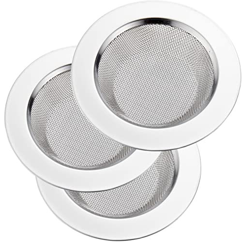 LASSHSWA 3 PCS Kitchen Sink Strainer Stainless Steel, Kitchen Sink Drain Strainer，Sink Strainers with Large Wide Rim 4.5" Diameter for Kitchen Sinks - style: 3 PACK