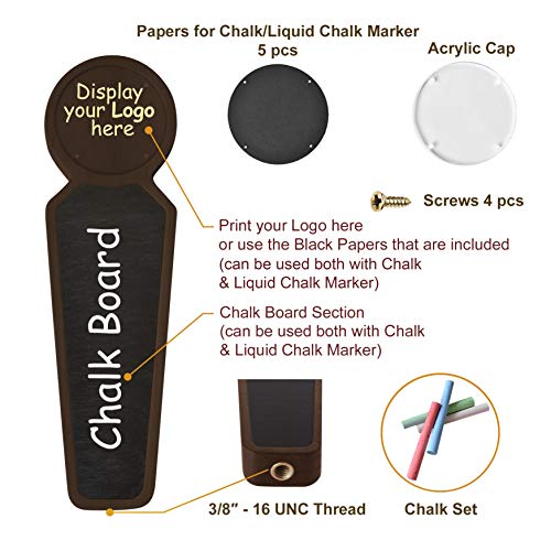 TESLYAR Wooden Beer Tap Handle for Kegerator – Large Chalkboard Keg Tap Handle Display for Bar, Brewery, Homebrew – Customizable Beer Faucet Handle (Black) - color: Black