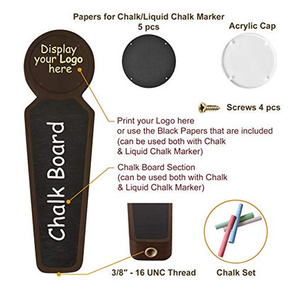 TESLYAR Wooden Beer Tap Handle for Kegerator – Large Chalkboard Keg Tap Handle Display for Bar, Brewery, Homebrew – Customizable Beer Faucet Handle (Black) - color: Black