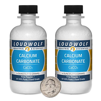 Calcium Carbonate / 8 Ounces / 2 Bottles / 97+% Pure Food Grade/Fine Powder - size: 8 Ounces in 2 Bottles