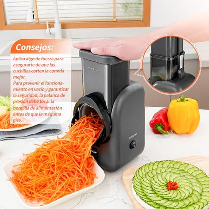 Electric Cheese Grater Rotary Slicer-One-Touch Control Vegetable Slicer, Nuts Grinder Cheese Shredder for Home Kitchen Use, 6 Replaceable Stainless Steel Blades(Black) - color: Black