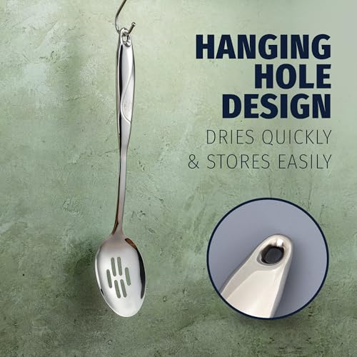 Zulay Kitchen Stainless Steel Slotted Spoon - 15” Large Cooking & Serving Spoon with Ergonomic Handle - Durable, Rust-Proof, Heat-Resistant & Dishwasher Safe Kitchen Utensil for Cooking and Buffets - size: Slotted Spoon