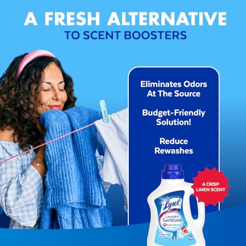 Lysol Laundry Sanitizer Additive, Bacteria-Causing Laundry Odor Eliminator, Detergent Additive, Crisp Linen, 90oz - size: 90 Fl Oz (Pack of 1)
