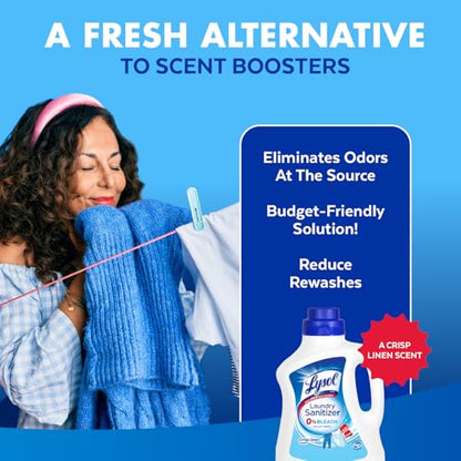 Lysol Laundry Sanitizer Additive, Bacteria-Causing Laundry Odor Eliminator, Detergent Additive, Crisp Linen, 90oz - size: 90 Fl Oz (Pack of 1)