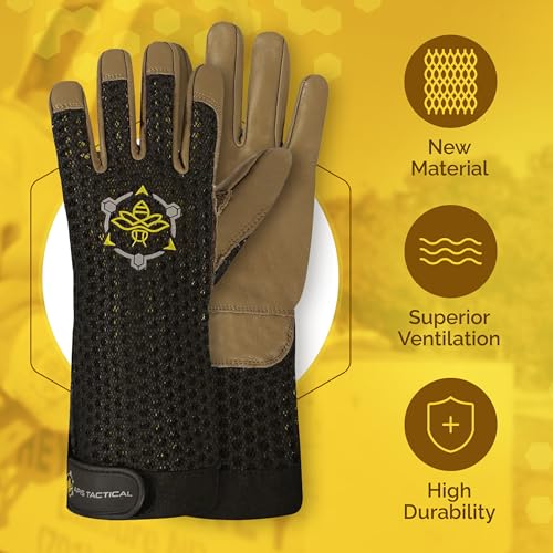 Heavy Duty Beekeeping Gloves,Extended Cuff, 5mm Cowhide with Patented Ventilation Beekeeping Supplies - color: Brown, size: Medium