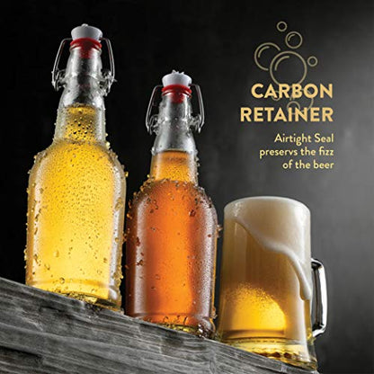 Swing Top Glass Bottles with Airtight Lids, Flip Top, for Carbonated Drinks, Kombucha Bottles, 2nd Fermentation, Water - 16 Ounces - 6 Pack