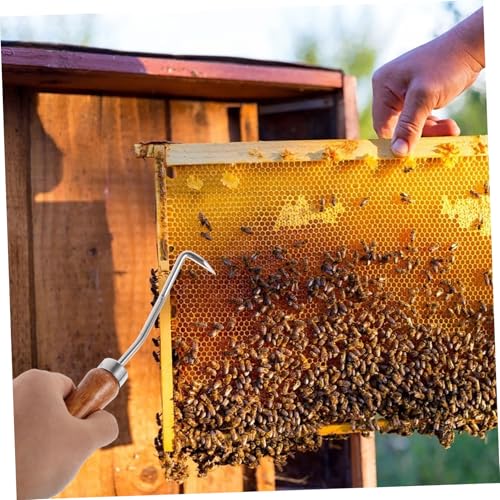 Toyvian Beehive Cleaning Hook Set 2PCS Wooden Handle Beekeeping Tools for Beeswax Removal Hive Maintenance Tool for Beekeepers
