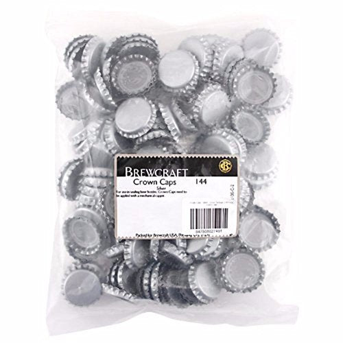 FastRack 144 Oxygen Absorbing Beer Bottle Caps | 26mm Pry-Off Silver Standard Homebrew Bottle Tops for Glass Bottles | PVC-Free Crown Caps for Beer Bottling - color: Silver