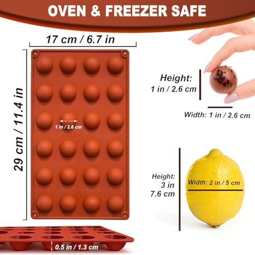 Lerykin Mini 24-Cavity Semi Sphere Silicone Molds Non-Stick, 2 Packs Half Sphere Silicone Baking Molds for Making Jelly, Chocolates and Cake - color: 24 Mini ( 2 Pack )