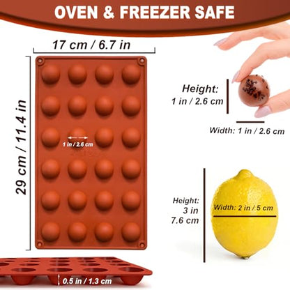 Lerykin Mini 24-Cavity Semi Sphere Silicone Molds Non-Stick, 2 Packs Half Sphere Silicone Baking Molds for Making Jelly, Chocolates and Cake - color: 24 Mini ( 2 Pack )