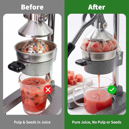 6 Pack Juice Bags, 8.66 x 8.66 Inch Juicing Bag for Cast Iron Juicer, Reusable Cheesecloth Bags for Straining, Fine Mesh Structure for Pure Juice, No Pulp or Seeds, with Drawstring, Round