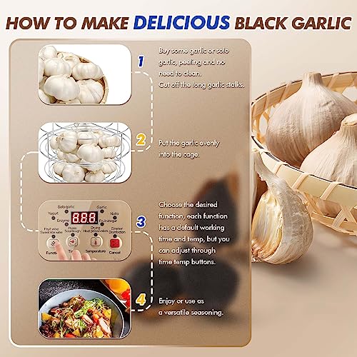 Moongiantgo 6L Black Garlic Fermenter, Automatic Intelligent Fermenter Machine for Natto, Yogurt, Kimchi, Fruit Wine, Garlic Cooker with Precise Time Temperature Control, 110V - color: Golden