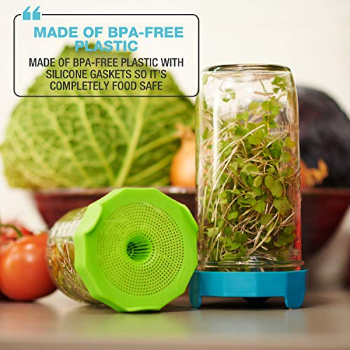 Masontops Bean Screen Plastic Mason Jar Sprouting Lids Mason Jar Sprouting Kit – For Growing Broccoli Seeds, Alfalfa, Mung Bean Sprouts – Wide Mouth Seed Sprouting Jar Lids Sprouting Kit Mason Jar - size: Bean Screens Kit (2 Screens)