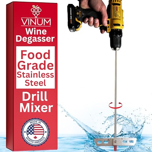 Wine Beer Degassing Stirrer for Wine Making 17.5” Stainless Steel 316 Drill Mixer Rod Attachment Wand w/Paddles | Winemaking, Brewing, Mead, Kombucha Supplies | Mixing De-gasser Agitator Tool