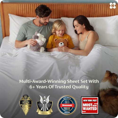 Bedsure PureWoven 100% Rayon Derived from Bamboo, Full Size Sheets, 4 PCS | Cooling Sheets for Hot Sleepers, Breathable & Silky Soft, 16" Deep Pocket, Hotel Luxury Bedding, White - color: 02 - White, size: Full