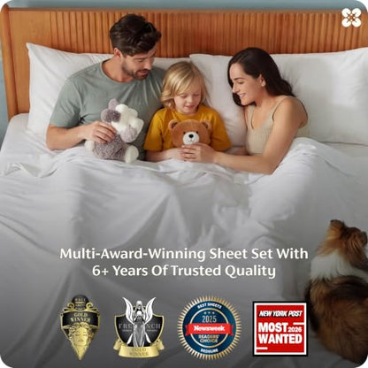 Bedsure PureWoven 100% Rayon Derived from Bamboo, Full Size Sheets, 4 PCS | Cooling Sheets for Hot Sleepers, Breathable & Silky Soft, 16" Deep Pocket, Hotel Luxury Bedding, White - color: 02 - White, size: Full