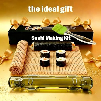 Sushi Making Kit – Clear Sushi Bazooka Roller & Bamboo Sushi Rolling Mat, Easy DIY Sushi Maker Tool Set for Beginners, Homemade Sushi Rolls for Kitchen & Party (Clear Green) - color: Clear Green