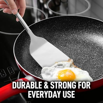 Zulay Kitchen Stainless Steel Solid Spatula - 15” Large Metal Turner for Cooking, Frying & Grilling - Durable, Heat-Resistant & Dishwasher Safe Kitchen Utensil for Everyday Use - size: Solid Turner