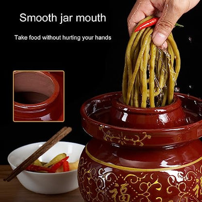 Ceramic Fermentation Crock Jar Kit,Sauerkraut Crock, Traditional Chinese Porcelain Pickle Jar with Water Seal Airlock Lid,Pickle Jar for Fermenting or Pickling Pickl 6Kg - color: 6kg