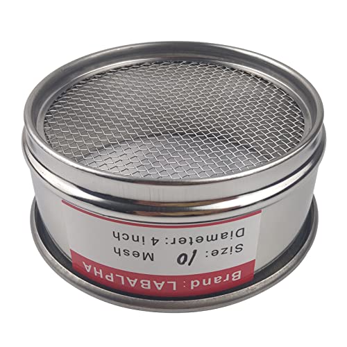 LABALPHA 10 Mesh Lab Sieves, Test Sieve #10 Mesh, 4'' Diameter, 304 Stainless Steel Wire Cloth (2mm) - size: 10 mesh (2mm)