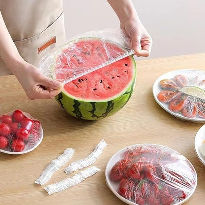 300pcs Reusable Elastic Food Covers - Universal Stretchable Clear Adjustable Plastic Plate & Bowl Covers, Outdoor Fresh Keeping Bags, Kitchen Baking Picnic and Food Storage Bread Proofing Cover.