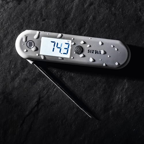 ThermoWorks SIZZLE Digital Meat Thermometer – Instant Read in 2 Seconds, Waterproof, Folding Probe with Magnetic Back, Auto-Rotating Backlit Display, for Cooking Food, Grill & BBQ - Cayenne Pepper Red - color: Cayenne Pepper Red
