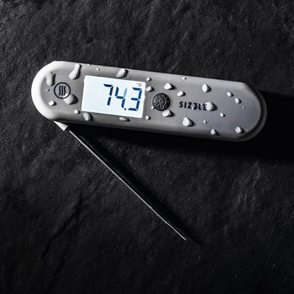 ThermoWorks SIZZLE Digital Meat Thermometer – Instant Read in 2 Seconds, Waterproof, Folding Probe with Magnetic Back, Auto-Rotating Backlit Display, for Cooking Food, Grill & BBQ - Cayenne Pepper Red - color: Cayenne Pepper Red