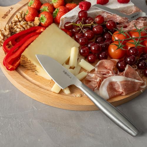 BOSKA Stainless Steel Cheese 3 Knife Set - Copenhagen for All Types of Cheese - Multi-Functional Cheese Slicer - Handheld Slicer - Silver Non-Stick - Dishwasher Safe - for Kitchen Cooking