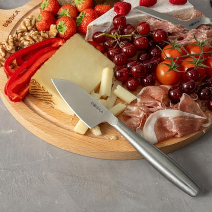 BOSKA Stainless Steel Cheese 3 Knife Set - Copenhagen for All Types of Cheese - Multi-Functional Cheese Slicer - Handheld Slicer - Silver Non-Stick - Dishwasher Safe - for Kitchen Cooking