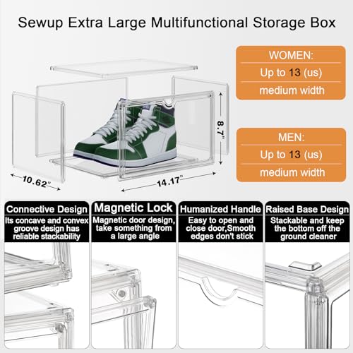 Acrylic Display Cases for Collectibles - Stackable Plastic Storage Shoe Boxes - Magnetic Lid, Figure Organizer - size: Side Door-4pcs