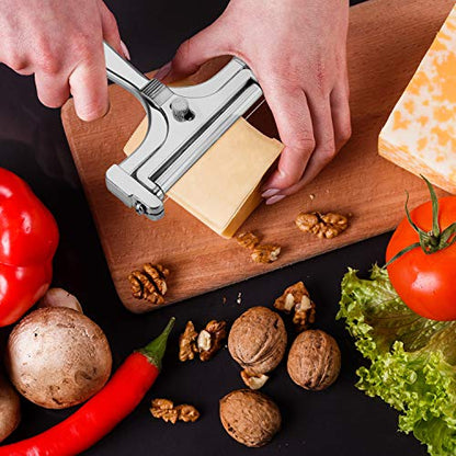 Boao 2 Pack Wire Cheese Slicer Stainless Steel Handheld Cheese Cutter Angle Adjustable Shaver Replacement Kitchen Cooking Tool for Mozzarella Cheddar Gruyere(Silver) - color: Silver