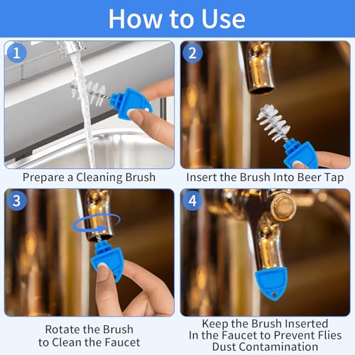 20 Pcs Beer Tap Plug Brush,Beer Line Cleaner,Draft Beer Faucet Cleaning Brush,Food Grade Stainless Steel Bristle, Reusable Plastic Handle, Kegerator Cleaning Kit for Bar & Home Use (Blue)