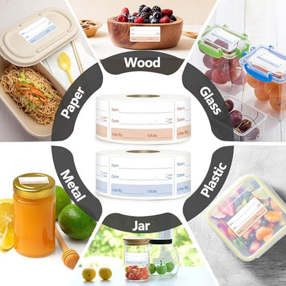 2 Rolls 1000 Pcs 1 X 2 inch Removable Food Date Sticker Labels, Easy to Write for Freezer, Refrigerator Food Containers Date Sticker, Leftover Labels (New-Blue-Red-US) - style: New-Blue-Red-US