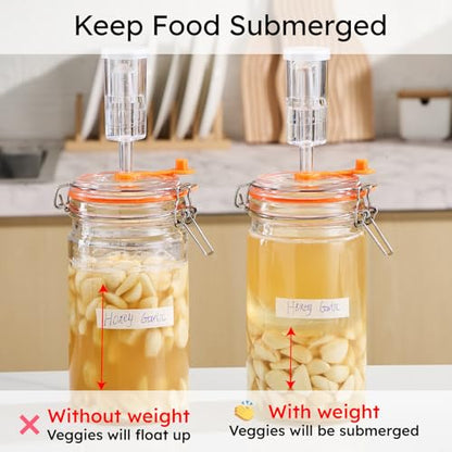 Jillmo Glass Fermentation Weights for Wide Mouth Mason Jars, Easy Grip Handle, Food Grade Canning Pickling Weights, 4 Pack - size: 2.75 inch