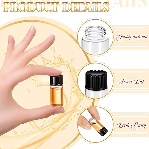 Lallisa 100 Pcs 4 ml Glass Vials with Black Screw Caps and Plastic Stoppers, 1 Dram Clear Small Leakproof Bottles Bulk, Mini Liquid Sample Vials for Essential Oils, Sample, DIY Craft - color: Clear with Black Cap, size: 4 ml